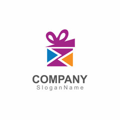 Gift box surprise logo design vector template Image art concept