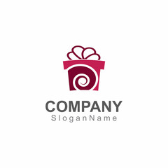 Gift box surprise logo design vector template Image art concept