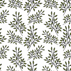 The background is seamless. Leaves. Greenery. Vector