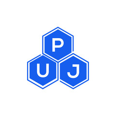 Fototapeta premium PUJ letter logo design on black background. PUJ creative initials letter logo concept. PUJ letter design. 