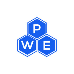 Obraz premium PWE letter logo design on black background. PWE creative initials letter logo concept. PWE letter design.