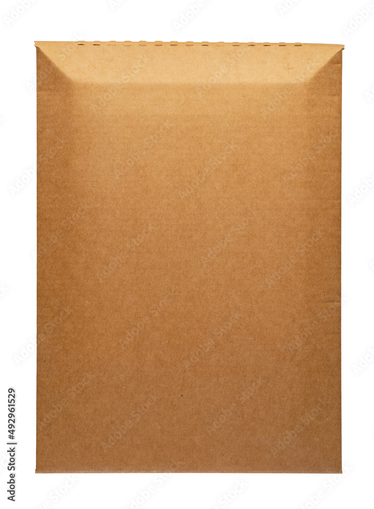 Poster Brown envelope front and back isolated on white background. Letter top view.