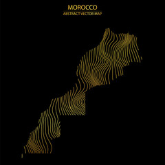 abstract map of Morocco - vector illustration of striped gold colored map 