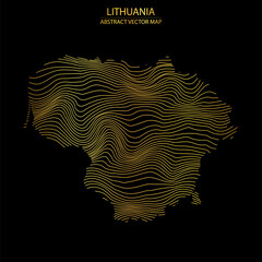 abstract map of Lithuania - vector illustration of striped gold colored map 