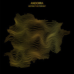 abstract map of Andorra - vector illustration of striped gold colored map 