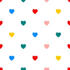 Vector seamless pattern. Trendy texture with a jumble of hearts. 