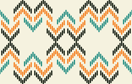 Ethnic Aztec abstract ikat art. Seamless motif triangle chevron pattern in tribal, Navajo folk embroidery, and Mexican style. geometric art ornament print.Design for carpet, wallpaper, textile.