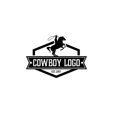 Cowboy and horse logo design