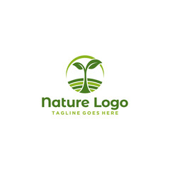 Green Nature Farm Logo Design Template