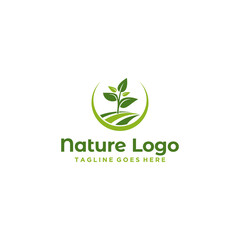 Green Nature Farm Logo Design Template