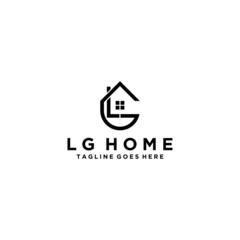 GL, LG home and real estate logo sign design tempalte