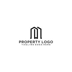 MW letters that form a very creative building for property and real estate logo design