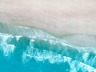 Stunning aerial view of Blue wave in ocean. Breaking wave  background