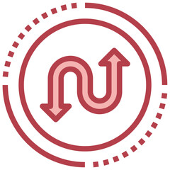 ROUTE red line icon,linear,outline,graphic,illustration