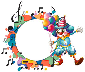 Cute clown with blank music note template