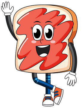 A bread cartoon character on white background