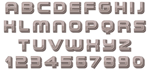 A set of English alphabet space font on white background