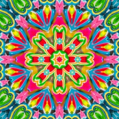 Abstract Pattern Mandala Flowers Art Colorful Blue Magenta Green Yellow Red 25