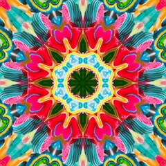 Abstract Pattern Mandala Flowers Art Colorful Blue Magenta Green Yellow Red 24