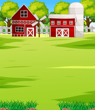 Farm scene landscape with barn