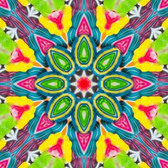 Abstract Pattern Mandala Flowers Art Colorful Blue Magenta Green Yellow Red 21