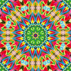 Abstract Pattern Mandala Flowers Art Colorful Blue Magenta Green Yellow Red 10