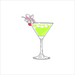 Vector Cocktail illustration, Summer beach cold drink