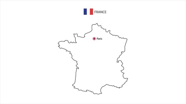 Motions point of Paris City with France flag and France map.