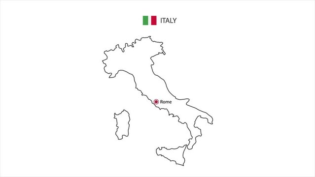 Motions point of Rome City with Italy flag and Italy map.