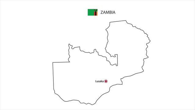 Motions point of Lusaka City with Zambia flag and Zambia map.