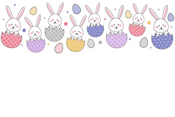 Design of a background with Easter rabbits and eggs. Vector