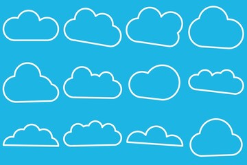 Clouds line icon set. Vector illustration.
