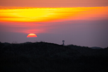 Sunrise on the island of Juist on  the eastern part of the island