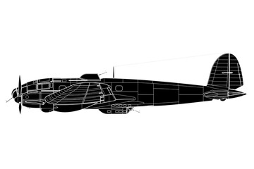Vista lateral de bombardero He-111