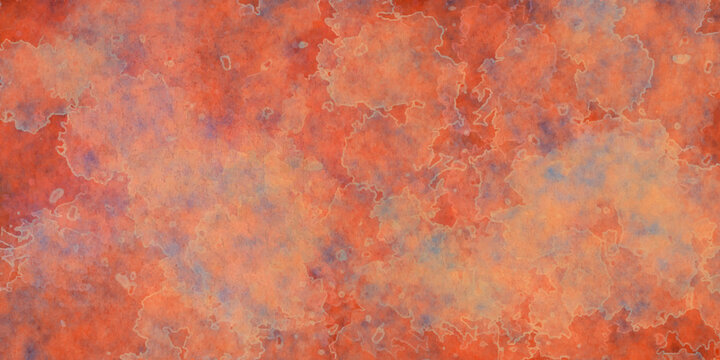 Old rusty background and grunge painted metal texture. Rusted metal, rusty plate, shot holes and abstract grunge wall background. Fine texture of a rusty metal surface once painted red tuxture.