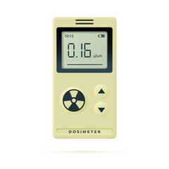 Personal dosimeter measuring gamma radiation. Vector 3d illustration.
