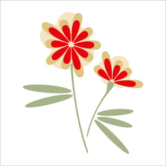 Cartoon flat flowers vector illustration. Holiday floral decor design element for print, pattern, banner, background or greeting card.