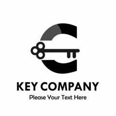 letter c with key logo template illustration. you can change the color. suitable for key company