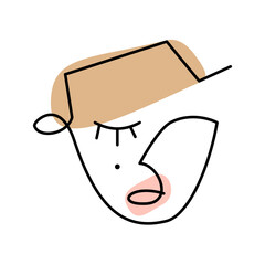 face shape line art, sublimation, linear, ink, one, doodle, printable, print, shirt, hand drawn, character, poster, girl
