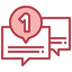 CHAT BUBBLE red line icon,linear,outline,graphic,illustration