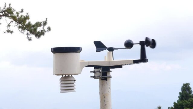 Small wind anemometer weather station, equipment for mesuring meteorology parameter background