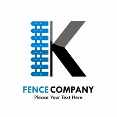 Letter k with fence logo template illustration. suitable for identity, company, web, industrial.