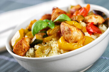 CousCous Bowl whit Meat and Mixed Grilled Vegetables