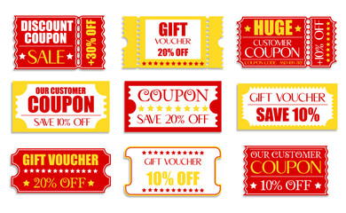 Vector set of sale discount coupons