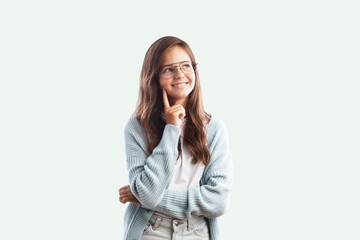 Smiling young woman, female posing, standing