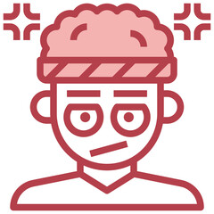 UPSET red line icon,linear,outline,graphic,illustration