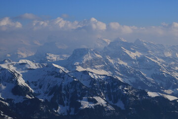 Fototapeta na wymiar Rugged mountains in the Swiss Alps.
