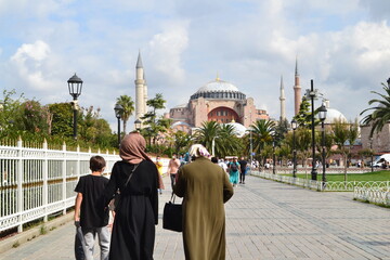 Sultan Ahmet, Ayasofya Meydanı , 34122 Fatihİstanbul - 10.15.2020 : Tourists wandering around...