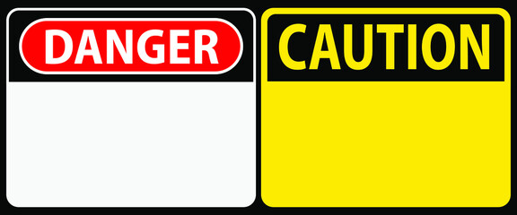 danger and caution blank stickers, vector illustration  