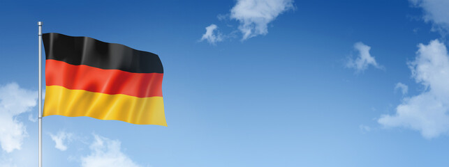 German flag isolated on a blue sky. Horizontal banner